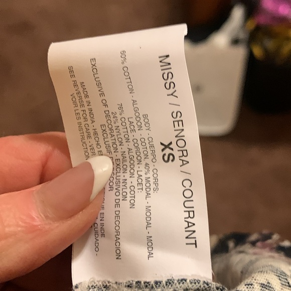 NWT Vintage America size XS navy with cream lace accents - Picture 6 of 6